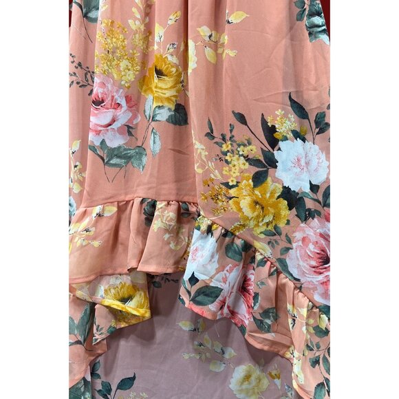 Rue 21 - Women's Sumer Sleeveless High Low Hem Ruffle Floral Dress - Pink - XXS - Picture 13 of 16